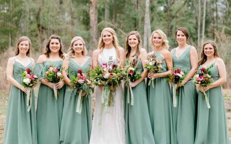 Show the mix and match bridesmaid dresses