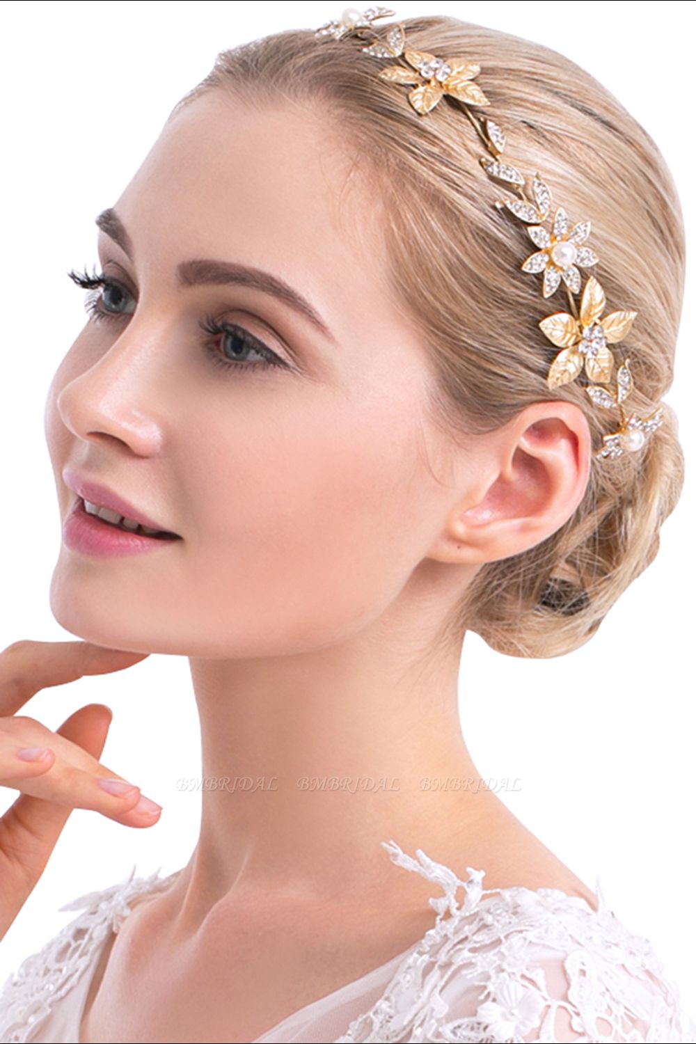 BMbridal Floral Alloy Imitation Pearls Daily Wear Hairpins Headpiece with Rhinestone