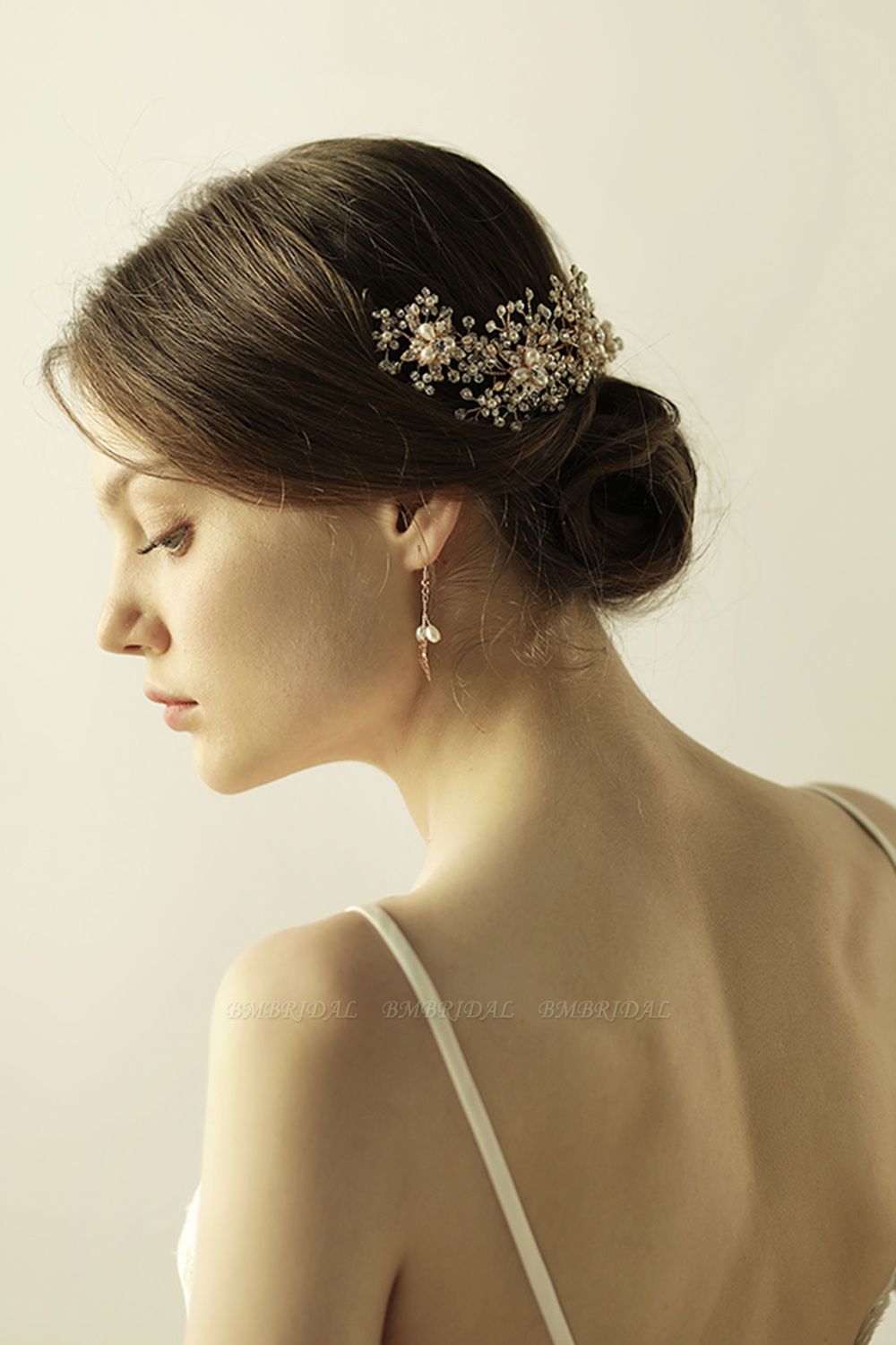 BMbridal Exquisite Elegant Alloy Rhinestone Special Occasion Wedding Headbands Headpiece with Imitation Pearls