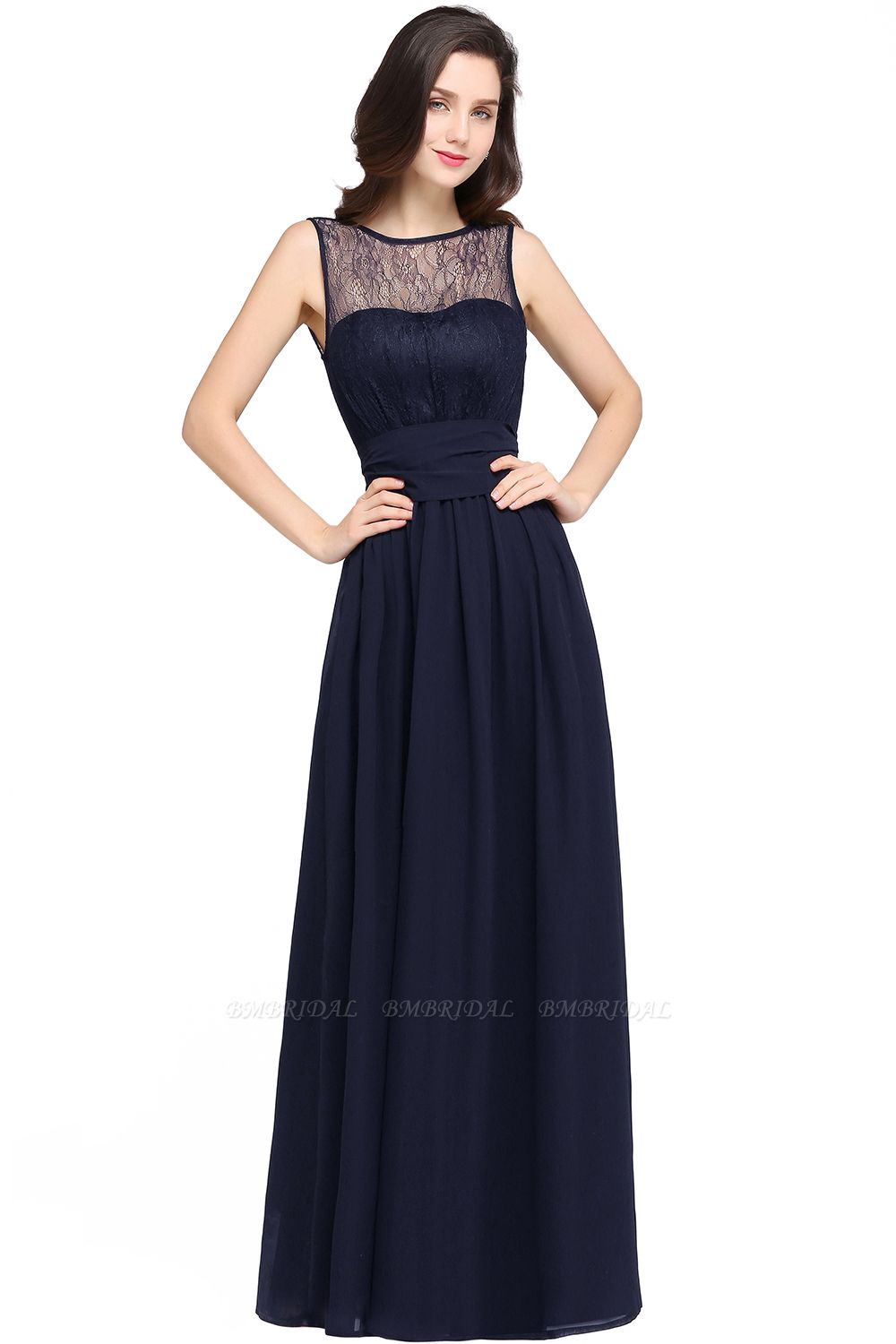 Jewel Lace Keyhole Mantel bodenlangen schwarzen Chiffon Sexy Abendkleid
