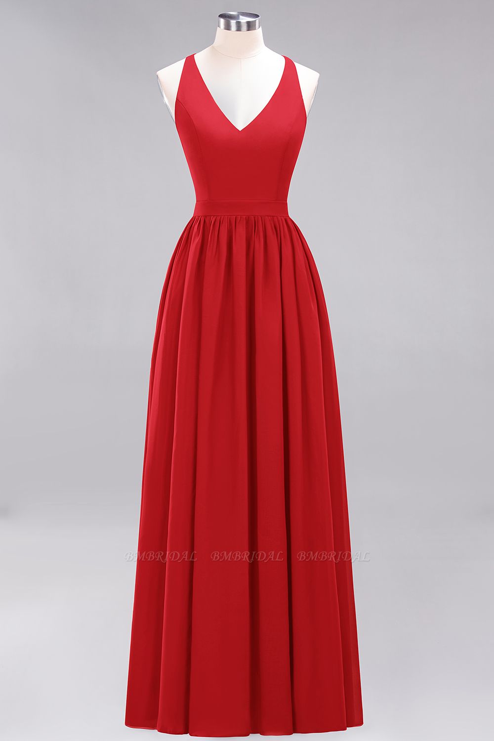 BMbridal Affordable Chiffon V-Neck Sleeveless Lace Bridesmaid Dress Online
