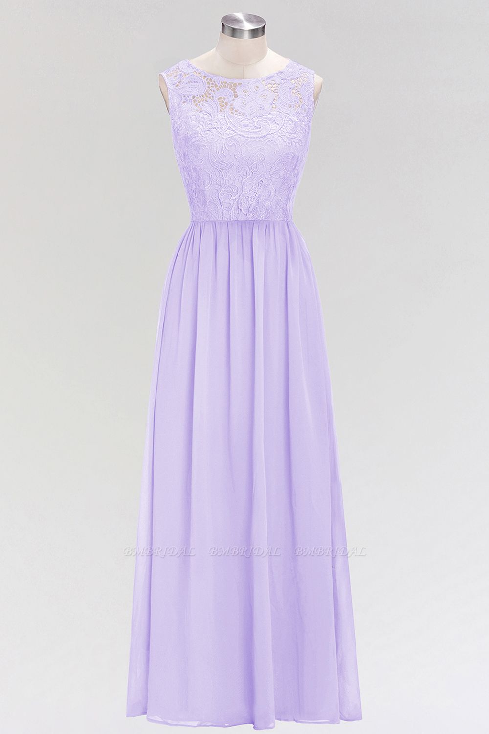 BMbridal Elegant Lace Sleeveless Pleated Lavender Bridesmaid Dresses Online