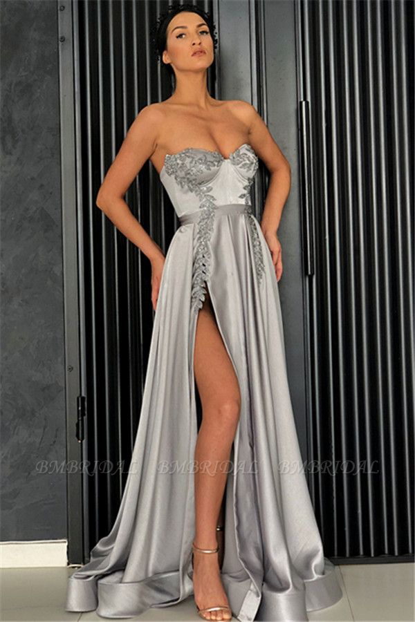Bmbridal Sweetheart Long Prom Dress Slit With Appliques