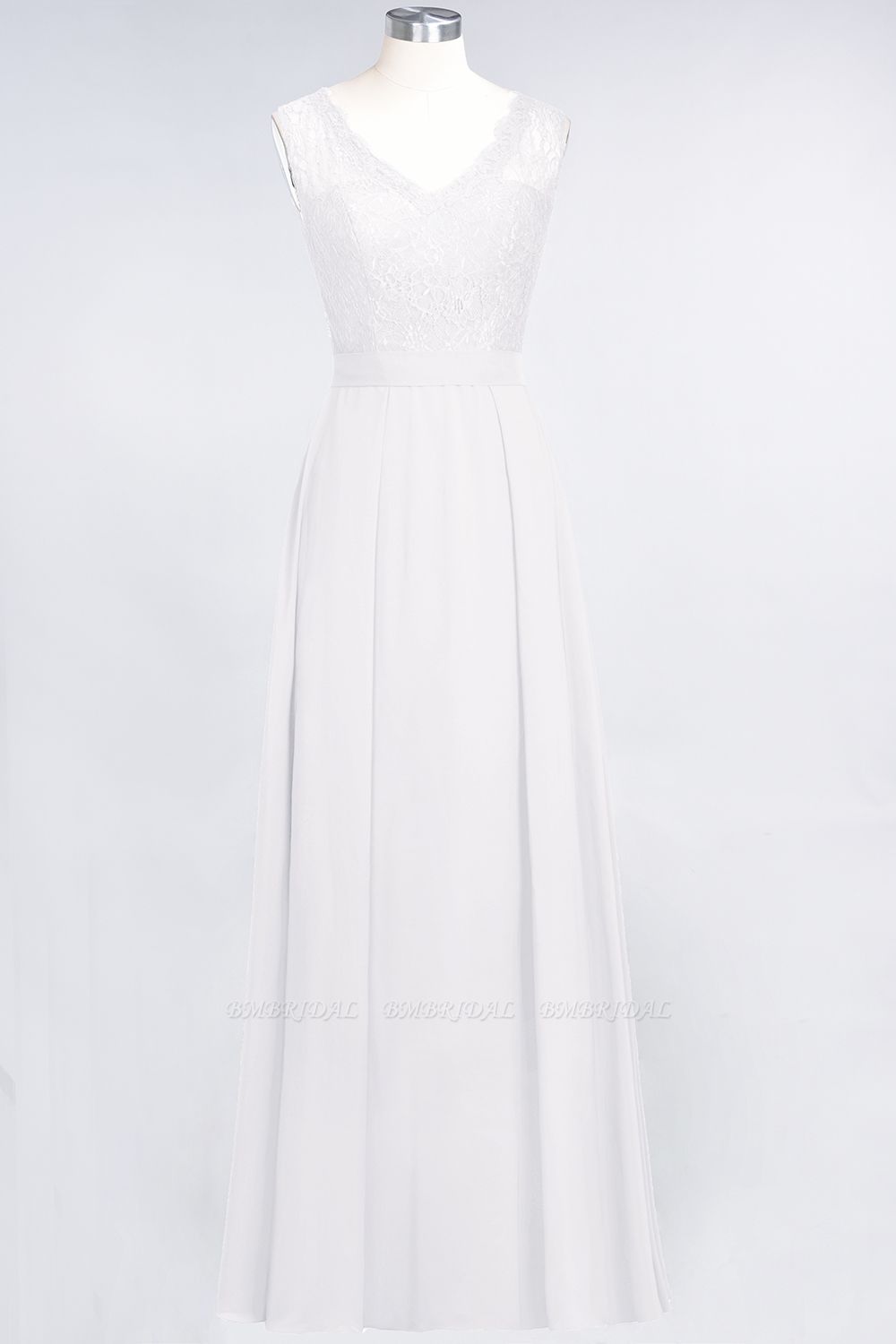 BMbridal Modest Chiffon V-Neck Burgundy Lace Bridesmaid Dresses Online