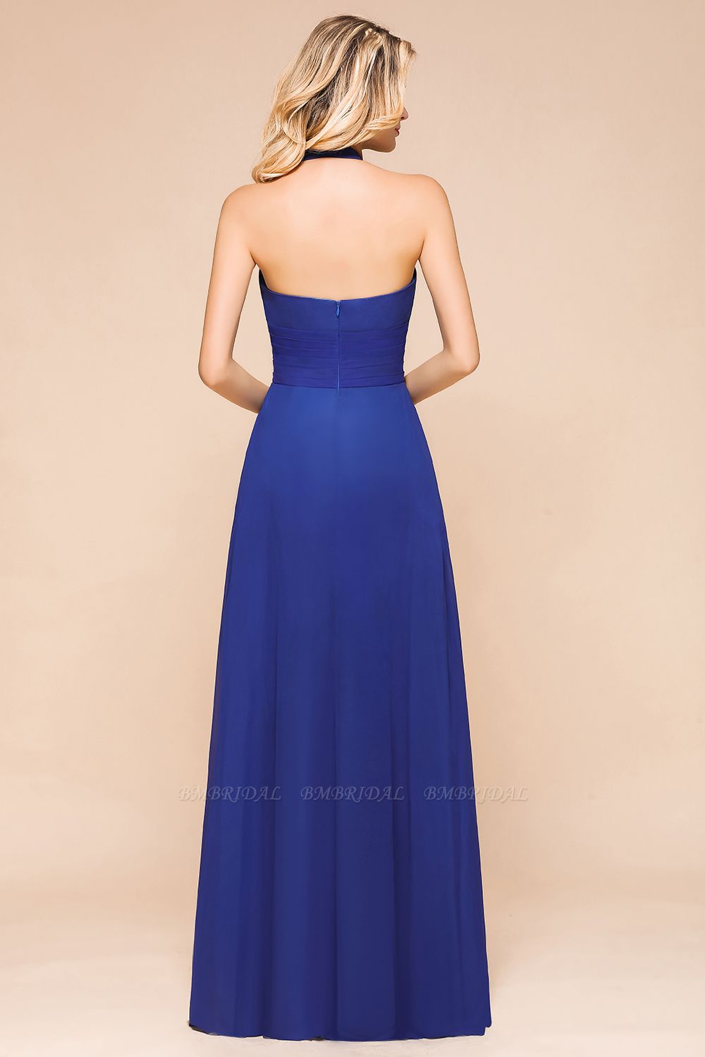 BMbridal Stylish Halter Backless Royal Blue Bridesmaid Dress Affordable