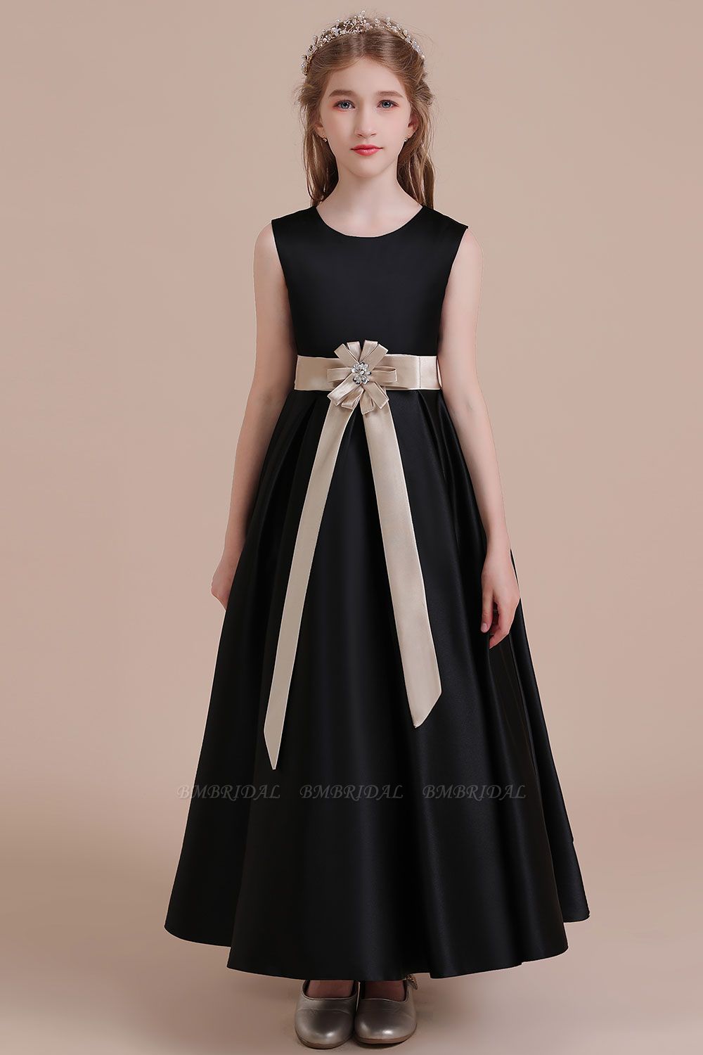BMbridal A-Linie elegantes Satin-Blumenmädchenkleid online