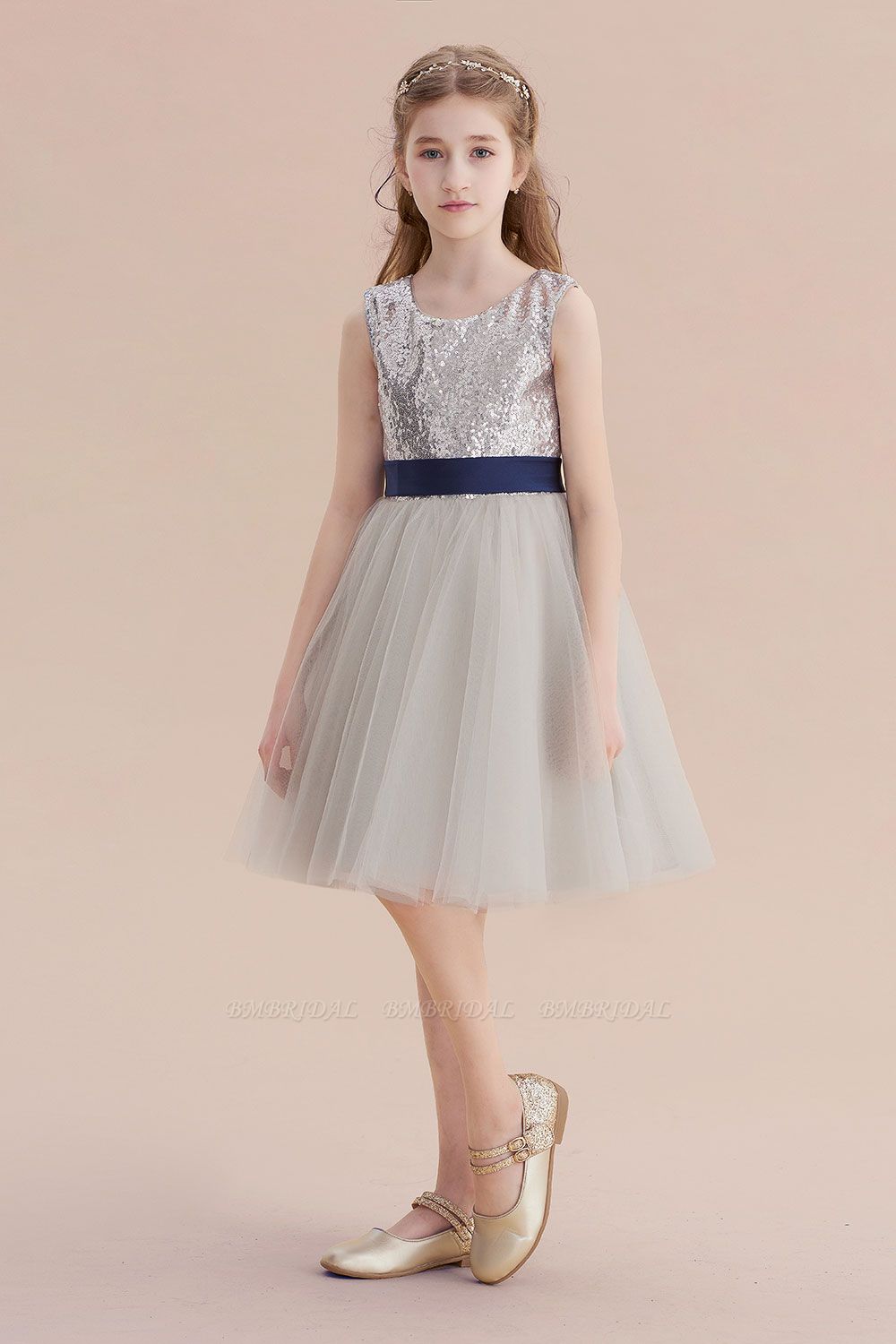 BMbridal A-Line Elegant Sequins Tulle Flower Girl Dress On Sale