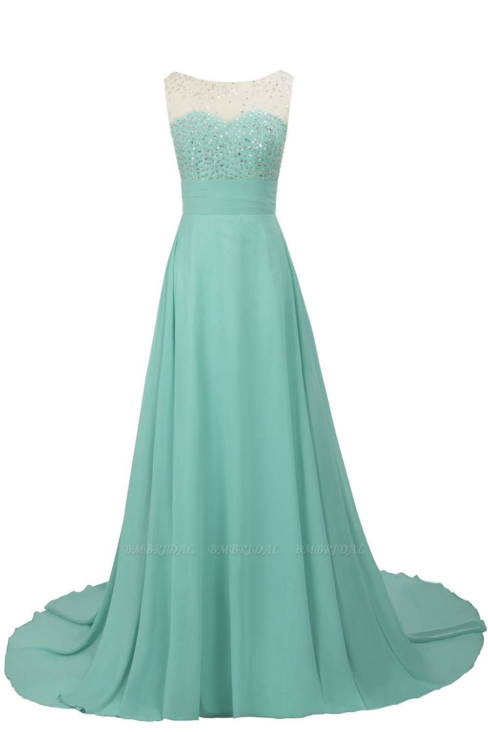 BMbridal Chic Jewel Chiffon Tulle Party Dress with Sequins