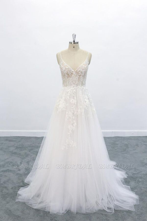 BMbridal Graceful Appliques Tulle A-line Wedding Dress On Sale