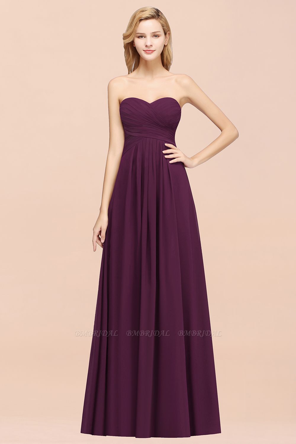 BMbridal Vintage Sweetheart Long Grape Affordable Bridesmaid Dresses Online