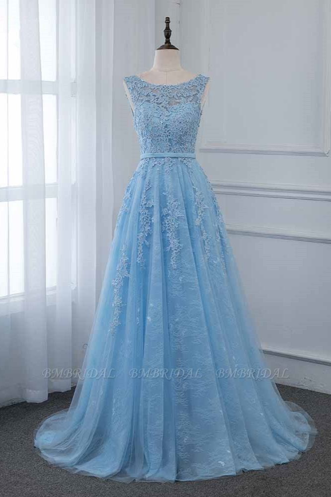 BMbridal Affordable Jewel Sleeveless A-line Prom Dresses with Lace Online