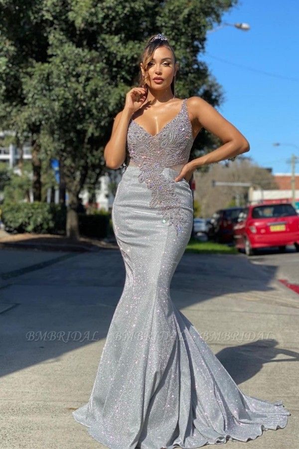 Bmbridal Glittering Sleeveless Mermaid Prom Dress With Appliques
