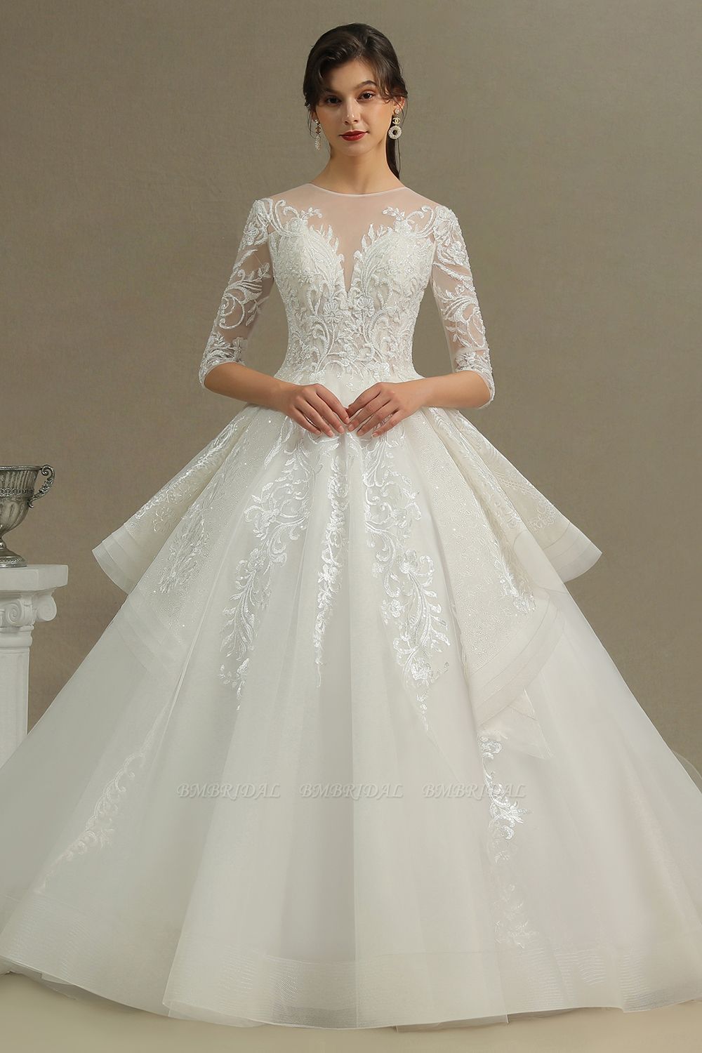 BMbridal Long Sleeves Lace Wedding Dress Luxury Online
