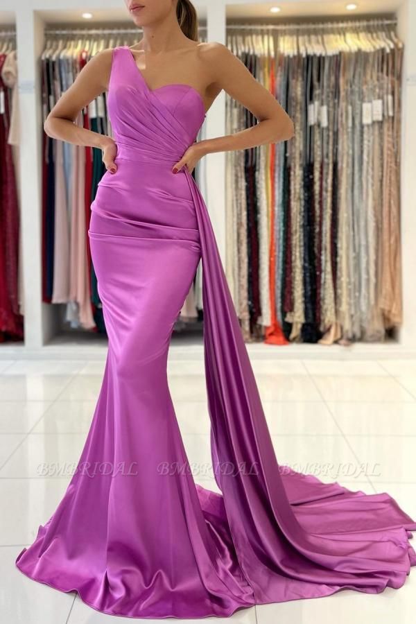 Bmbridal One Shoulder Mermaid Prom Dress With Ruffles