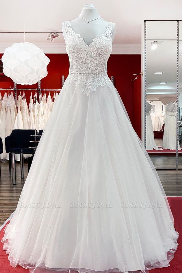 BMbridal Graceful Ivory Tulle  Ruffles A-Line Wedding Dresses