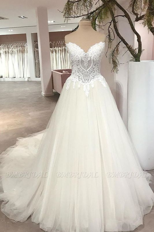 Bmbridal Sweetheart Princess Wedding Dress Tulle Lace Bridal Gown