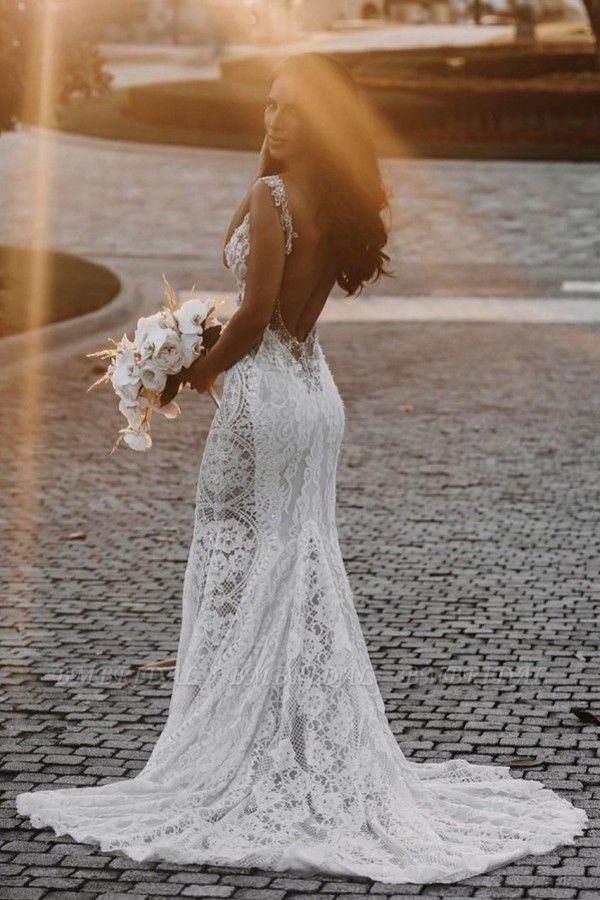 Bmbridal Lace Wedding Dress Mermaid Backless Online