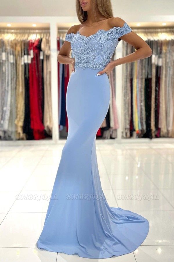 BMbridal Off-the-Shoulder Mermaid Prom Dress Long With Appliques