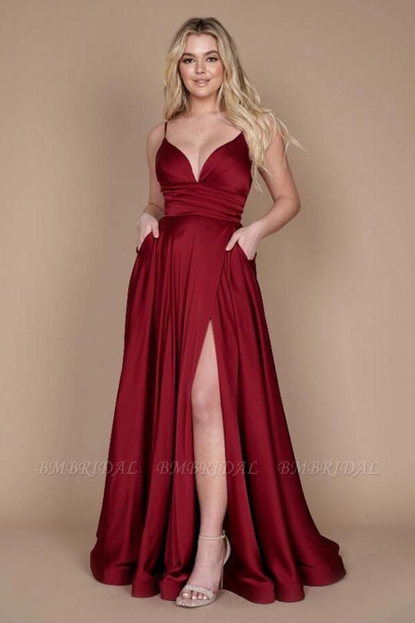 Designer Simple Long Prom Dresses With Side Slit