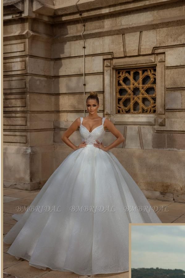Bmbridal Straps Wedding Dress Mermaid Sweetheart Ball Gown Lace