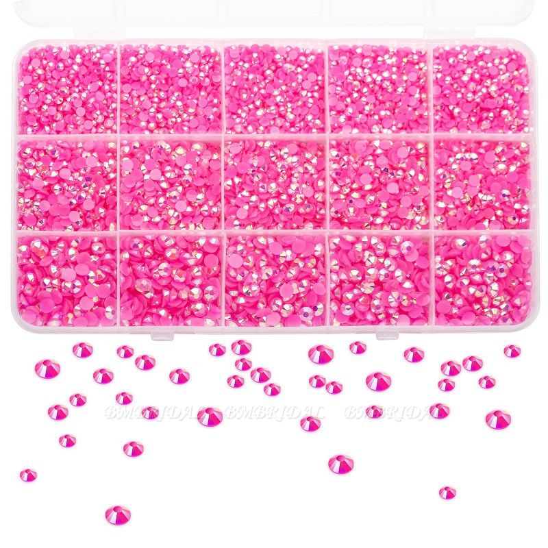 Pink Rhinestones, 12600pcs Round Crystal Bling Rhinestones for Crafts,  Mixed Size 3/4/5mm AB Color Non Hotfix Flatback Resin Jelly Rhinestones