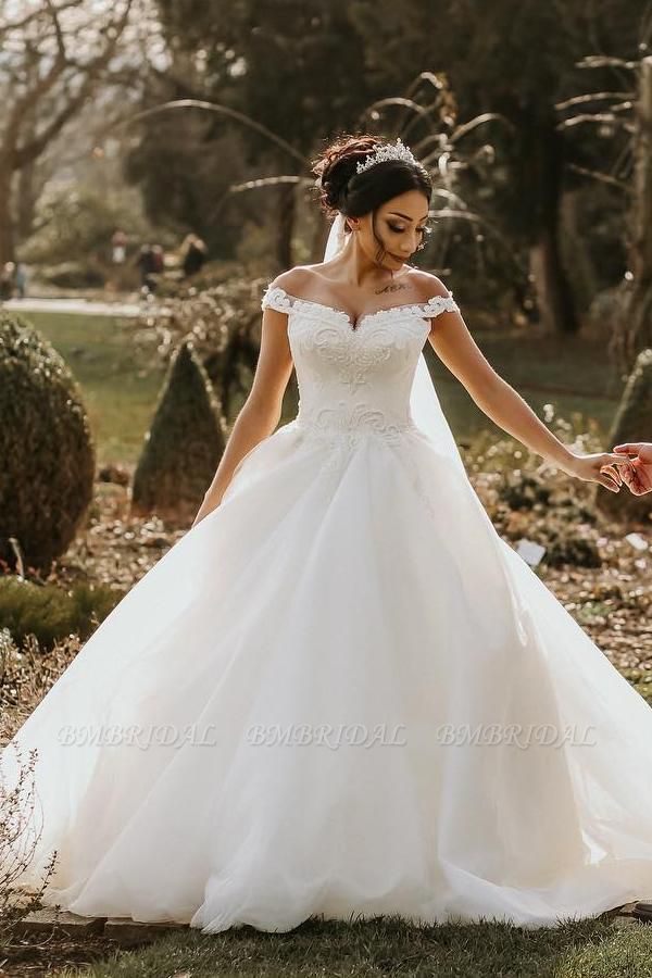 Bmbridal Off-the-Shoulder Ball Gown Wedding Dress Long With Appliques