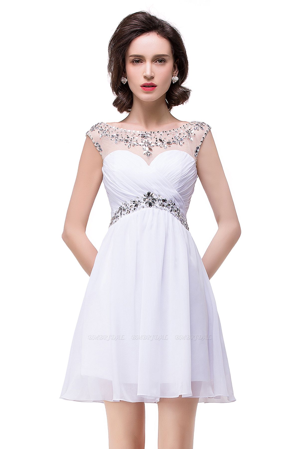 BMbridal A-line Jewel Chiffon Party Dress With Crystal