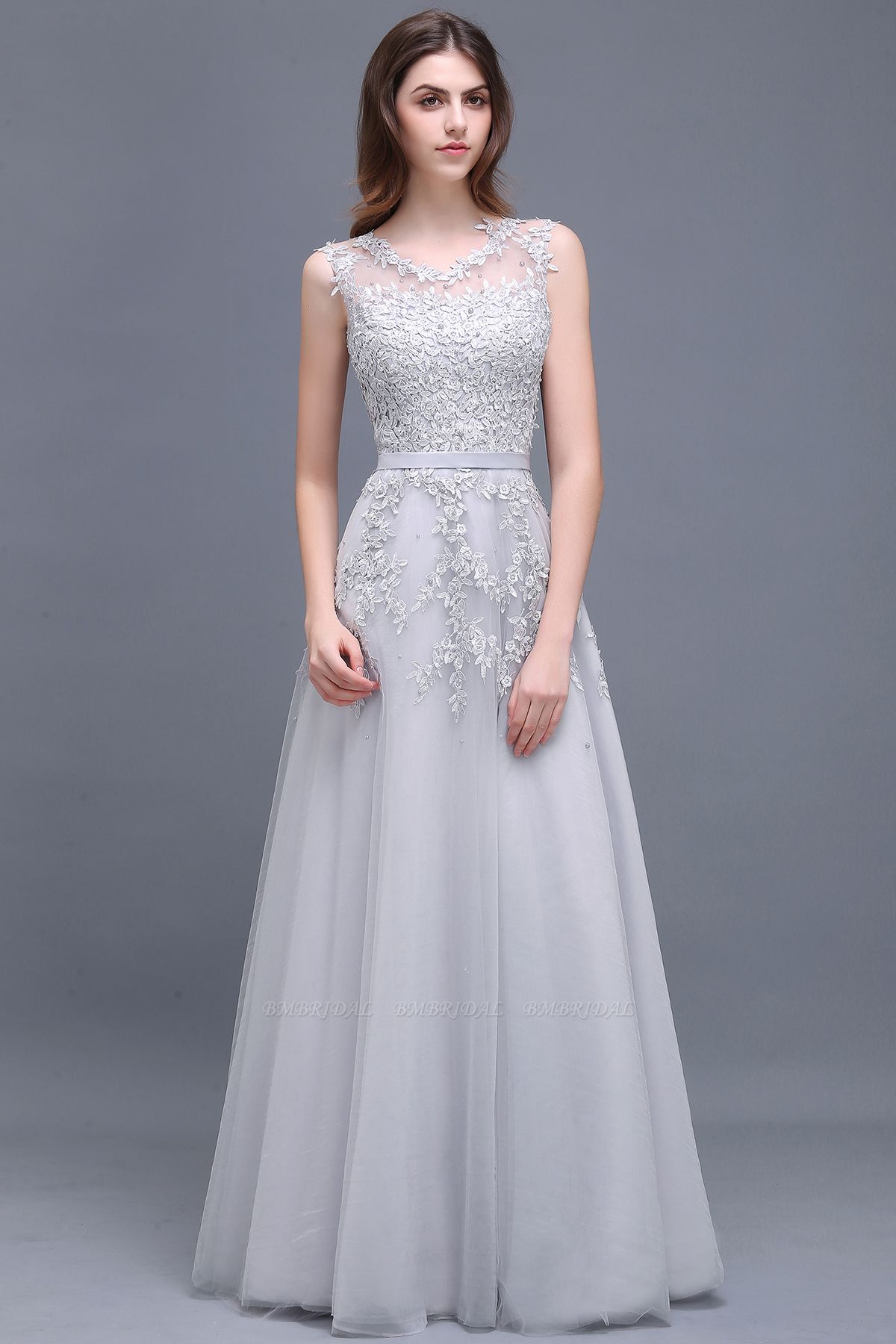 BMbridal A-line Floor-length Tulle Prom Dress with Appliques