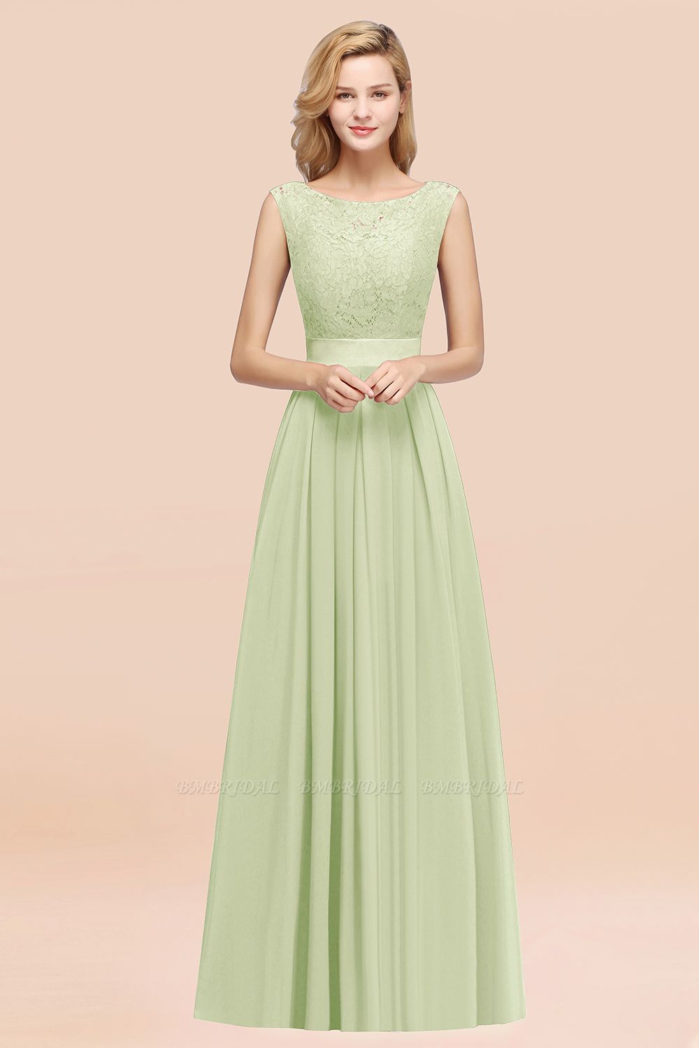 BMbridal Vintage Sleeveless Lace Bridesmaid Dresses Affordable Chiffon Wedding Party Dress Online