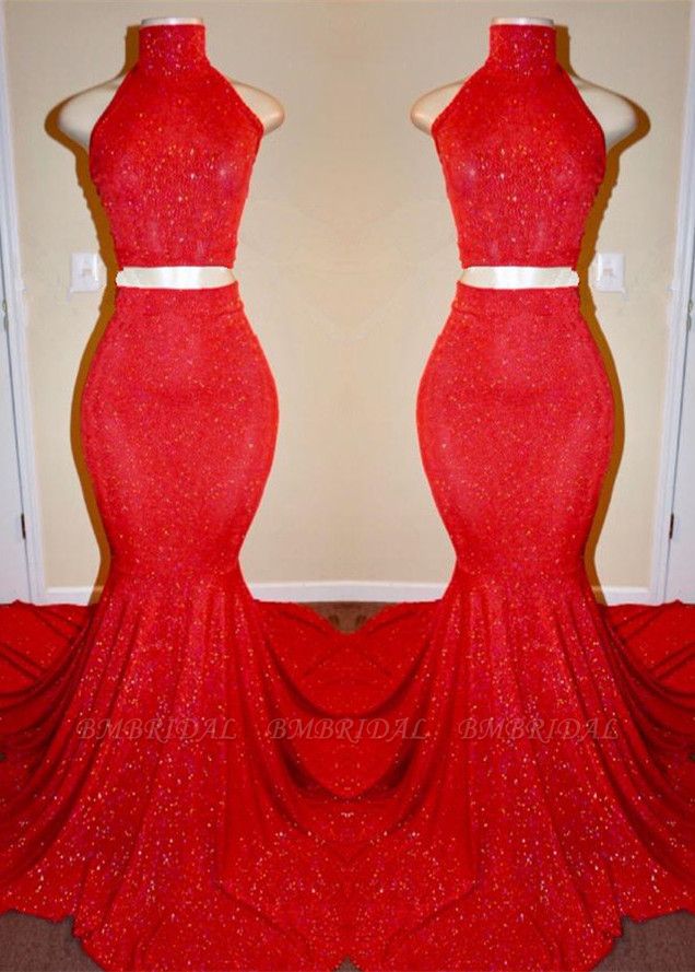 Bmbridal Two Pieces Red Mermaid Prom Dress Long On Sale