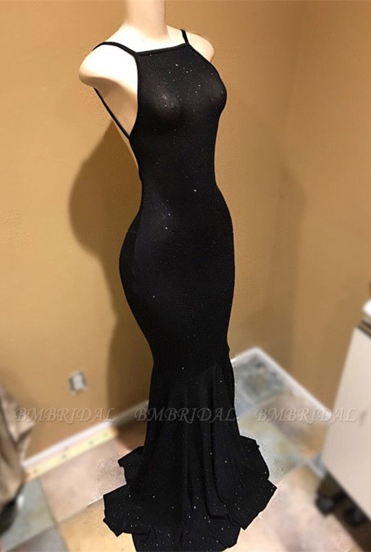 Bmbridal Black Shinning Sequins Prom Dress Mermaid Sleeveless