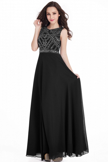 BMbridal Gorgeous Sleeveless Crystal Long Prom Dress Chiffon Evening Gowns Online_6