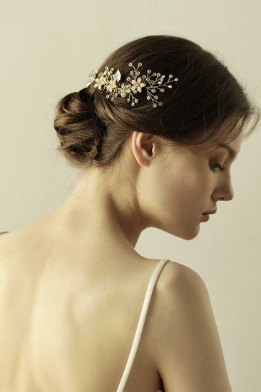BMbridal Beautiful Alloy Rhinestone Wedding Combs-Barrettes Headpiece with Imitation Pearls_5