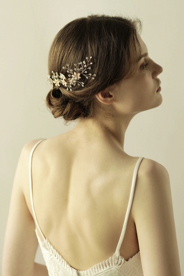 BMbridal Beautiful Alloy Rhinestone Wedding Combs-Barrettes Headpiece with Imitation Pearls_3