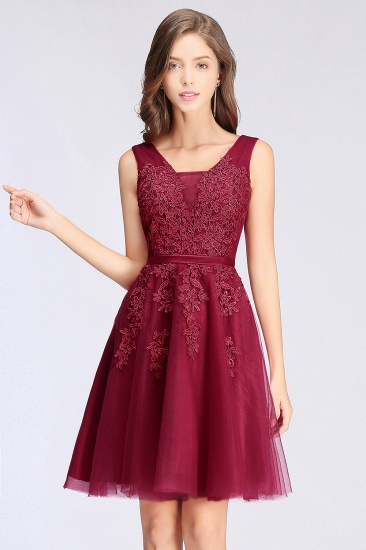 BMbridal A-line Knee-length Tulle Prom Dress with Appliques_11