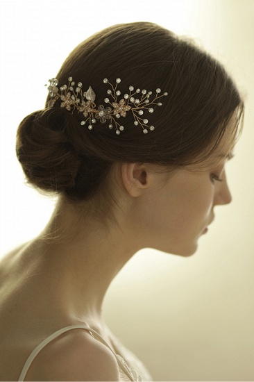 BMbridal Beautiful Alloy Rhinestone Wedding Combs-Barrettes Headpiece with Imitation Pearls_2