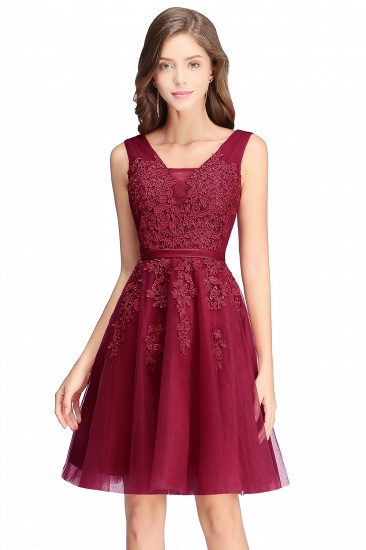 BMbridal A-line Knee-length Tulle Prom Dress with Appliques_4