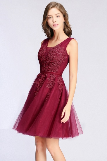 BMbridal A-line Knee-length Tulle Prom Dress with Appliques_13