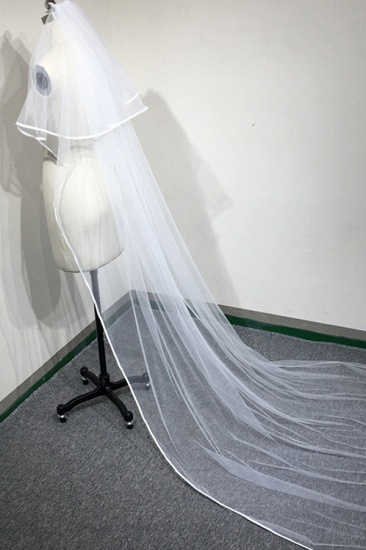 BMbridal Floral Pretty Tulle Lace Ribbon Edge Wedding Veil with Comb_4