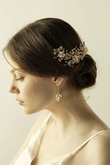 BMbridal Exquisite Elegant Alloy Rhinestone Special Occasion Wedding Headbands Headpiece with Imitation Pearls_5