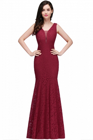 BMbridal Stunning Short Red Lace Mermaid Prom Dress_1