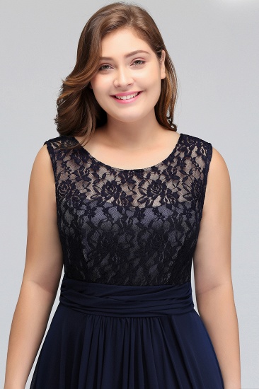 BMbridal Plus Size Lace Jewel Long Bridesmaid Dress Online with Ruffle_6