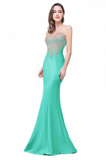 BMbridal Sleeveless Mermaid Long Evening Gowns With Lace Appliques_9