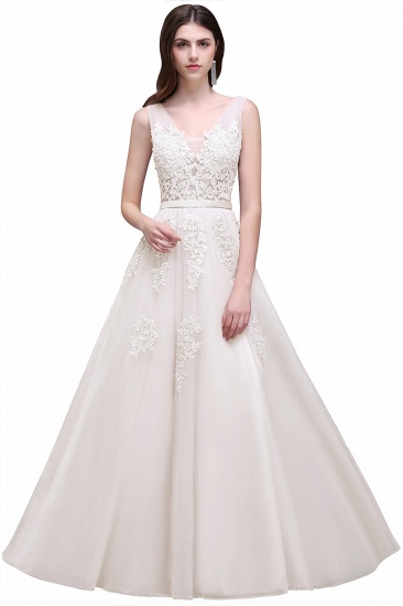BMbridal V-Neck Sleeveless Lace Appliques Bridesmaid Dress_2