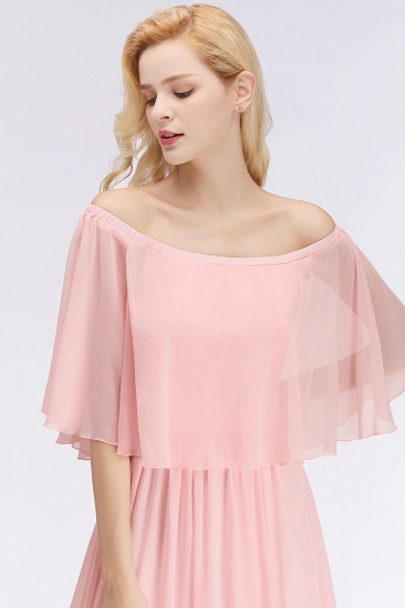 BMbridal Affordable Flounced Crinkle Halter Bridesmaid Dresses Modest Pink Chiffon Wedding Party Dress_6