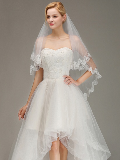 BMbridal Elegant Two Layers Lace Edge Wedding Veil Appliques Long Bridal Veil_2