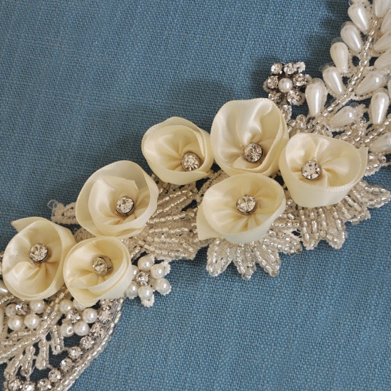 BMbridal Handmade Flower Pearl Wedding Sash with Beadings_23