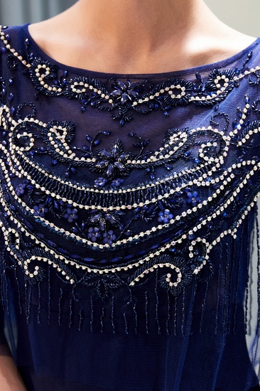 BMbridal Gorgeous Mermaid Jewel Long Prom Dresses Navy Beading Formal Dresses with Crystals_10