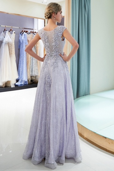 BMbridal Glamorous A-Linie Juwel ärmellose Ballkleider Spitzenapplikationen Abendkleider mit Perlen_3