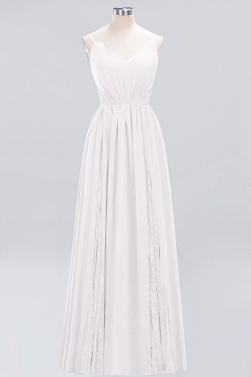 BMbridal Elegant Spaghetti Straps Long Bridesmaid Dress Lace V-Neck Maid of Honor Dress_1